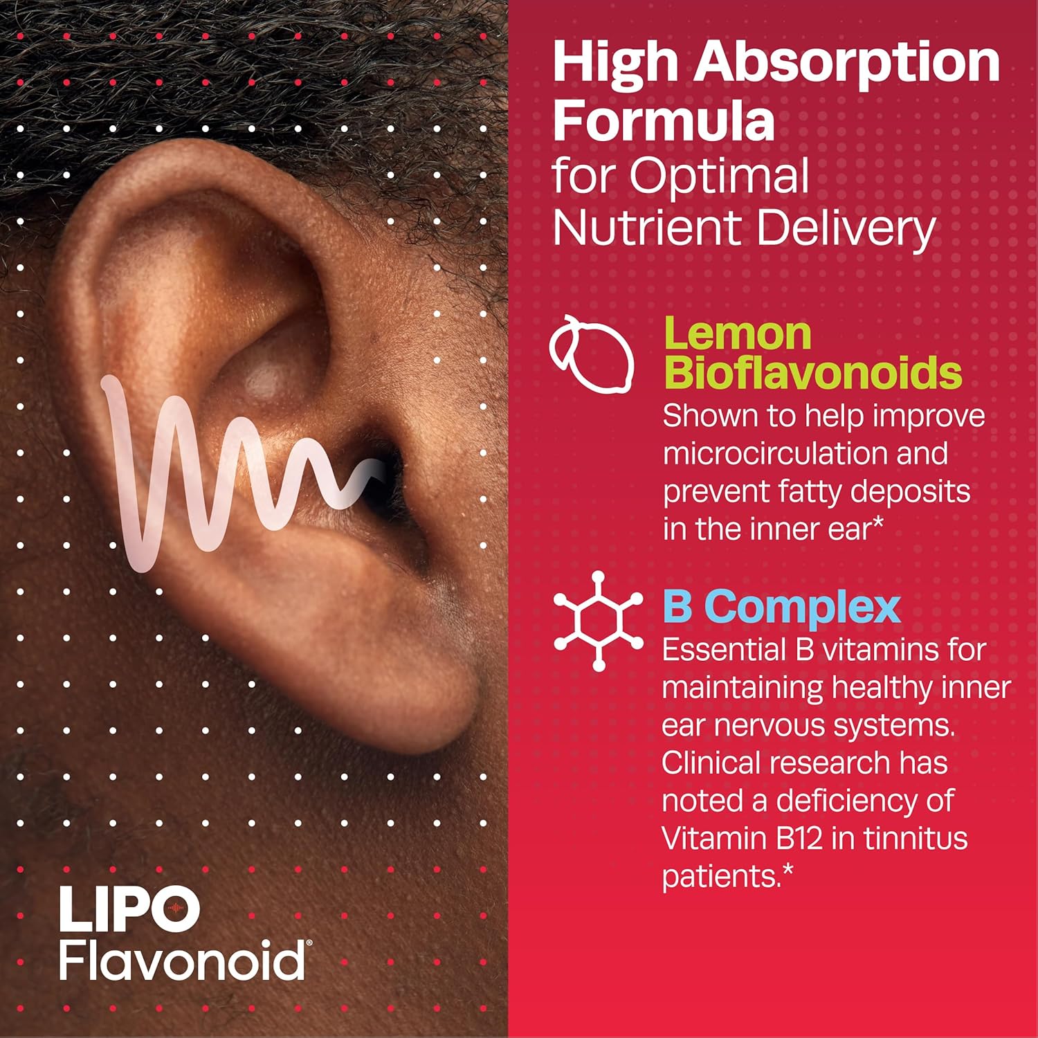 Bundle: Lipo-Flavonoid Tinnitus Relief Vitamins & Clear Eyes Sensitive Eye Drops - 100 Caplets & 2 Pack