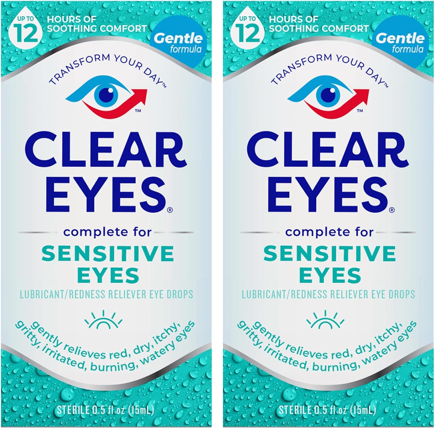 Bundle: Lipo-Flavonoid Tinnitus Relief Vitamins & Clear Eyes Sensitive Eye Drops - 100 Caplets & 2 Pack