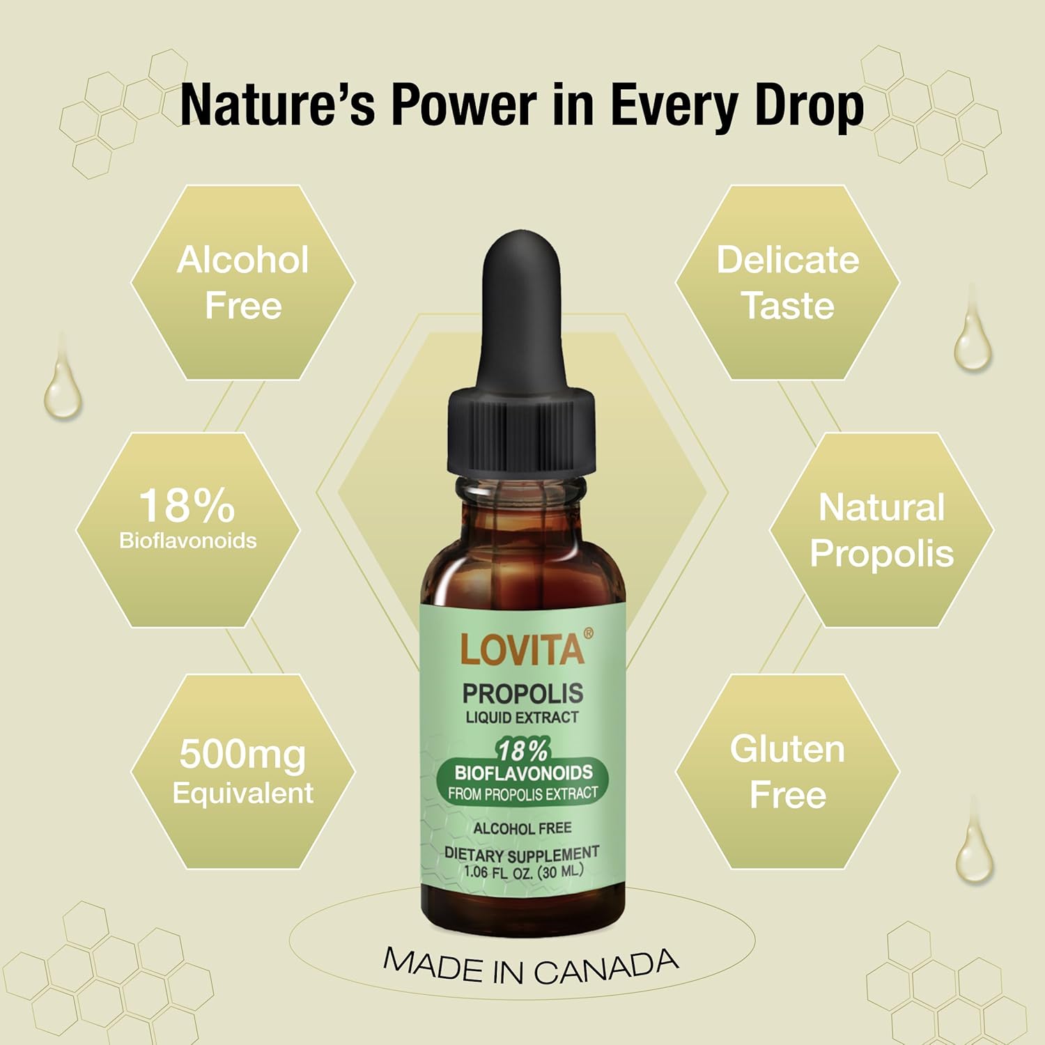 Bundle: Lovita Bee Propolis Extract & Zinc Capsules for Immune Support - Natural Nutrient Supplements