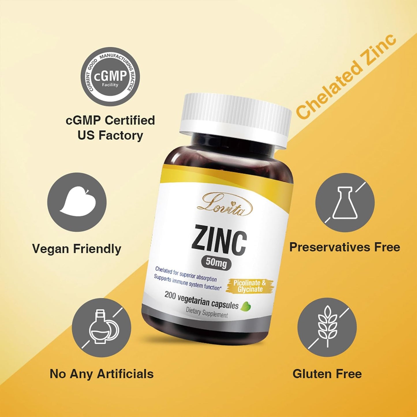 Bundle: Lovita Bee Propolis Extract & Zinc Capsules for Immune Support - Natural Nutrient Supplements