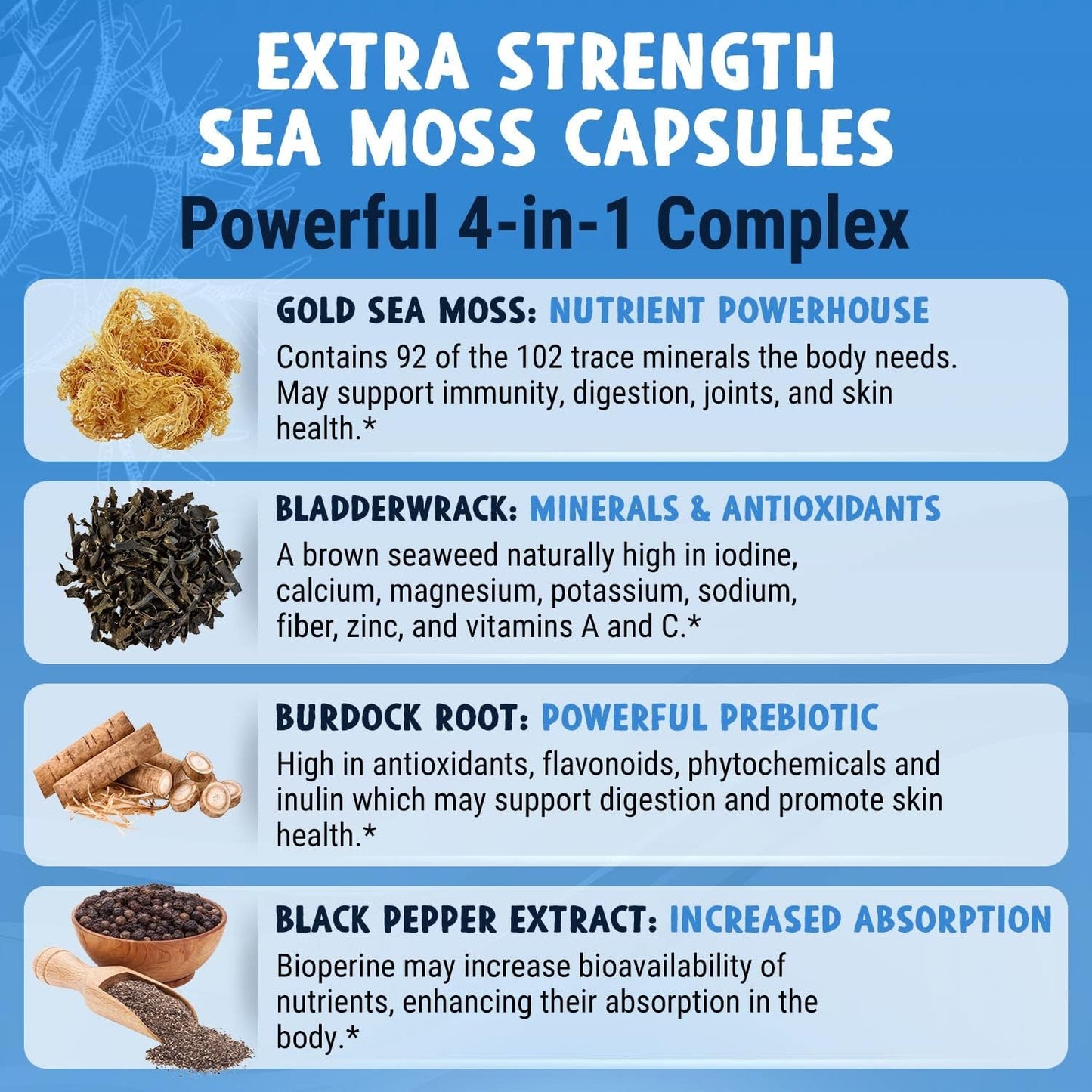 Bundle: Maju Superfoods Black Seed Oil, Sea Moss Capsules, & Turmeric Ginger Gummies