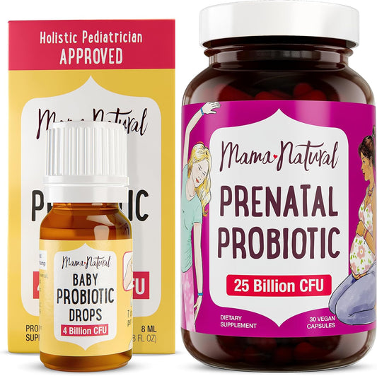 Bundle: Mama Natural Baby & Prenatal Probiotic Drops for Colic Relief, Gut Health, and Immunity Support