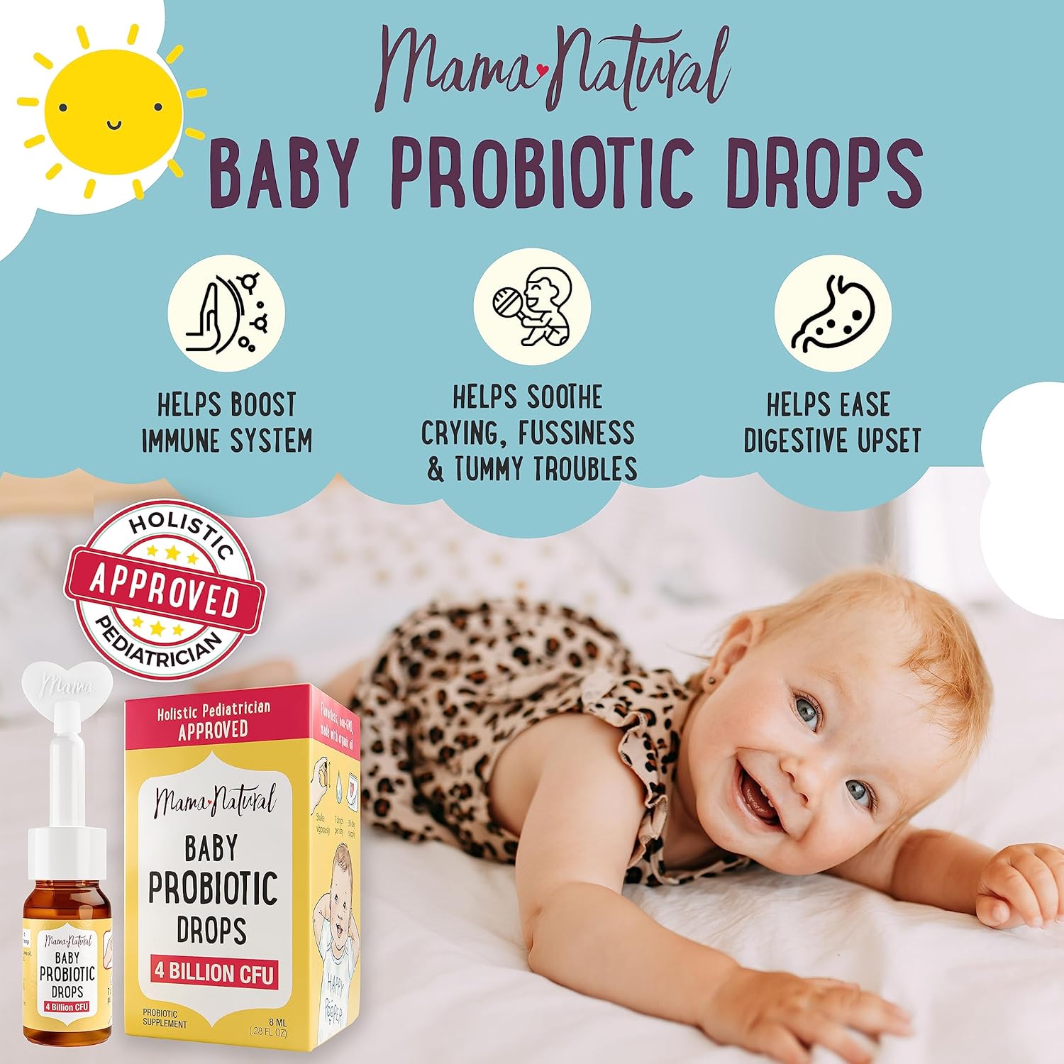 Bundle: Mama Natural Baby & Prenatal Probiotic Drops for Colic Relief, Gut Health, and Immunity Support
