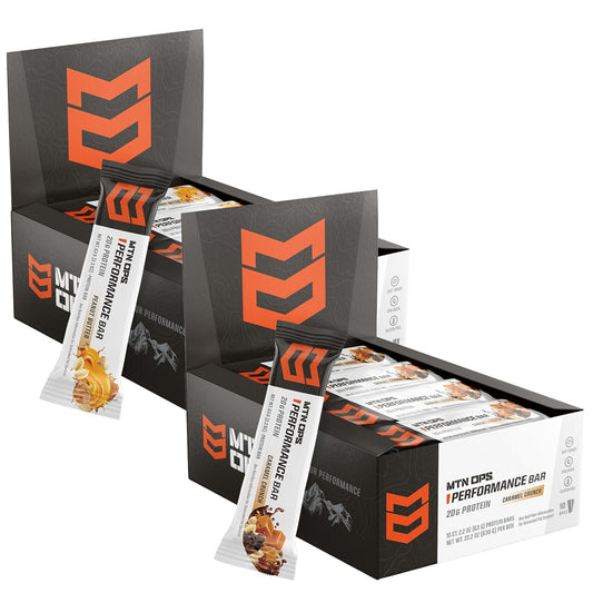Bundle: MTN OPS Performance Bars in Caramel Crunch and Peanut Butter Bliss - Energy Bars for Optimal Performance and Taste
