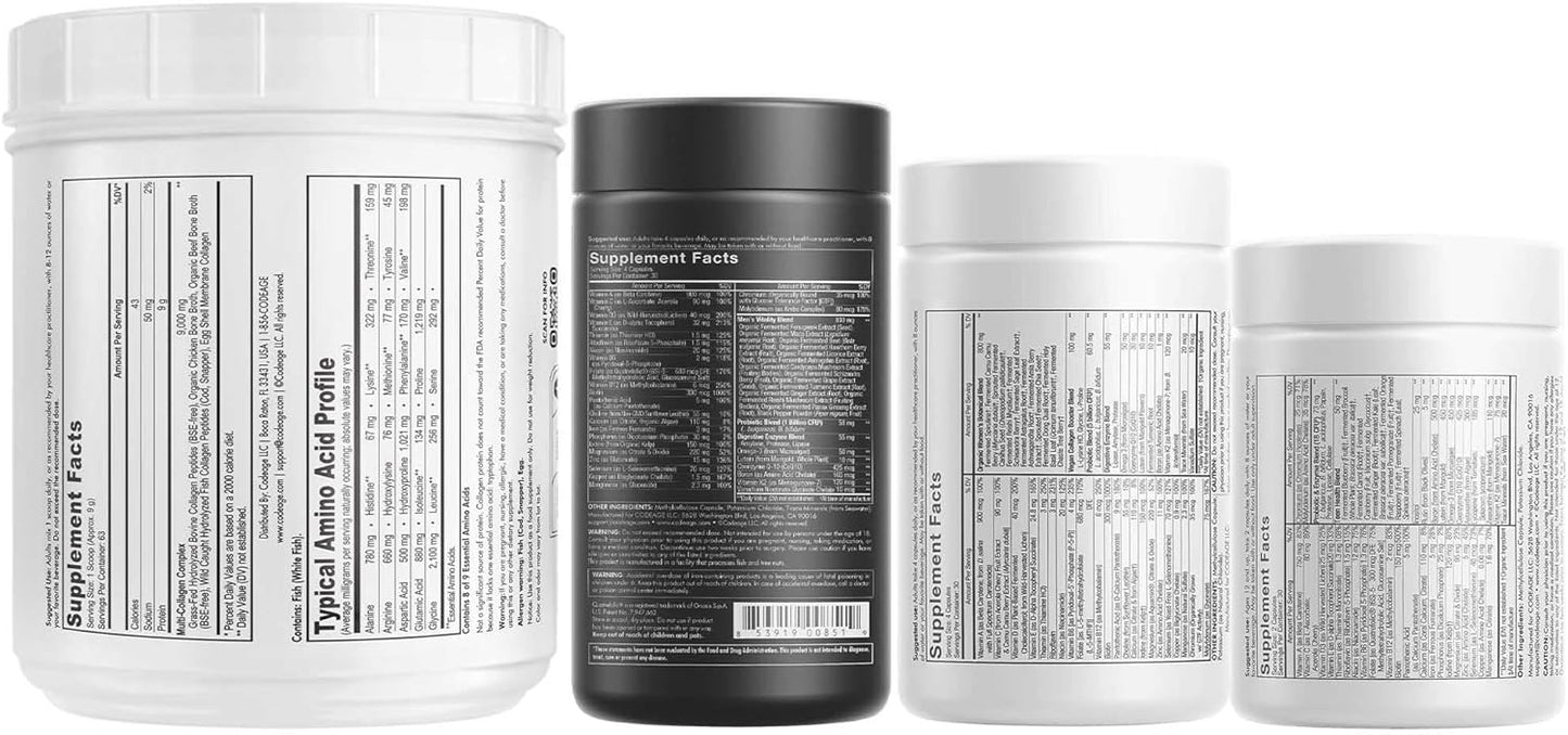 Bundle: Multi Collagen Protein + Teen, Women, and Men Multivitamin by Codeage - Boost Overall Health and Wellness