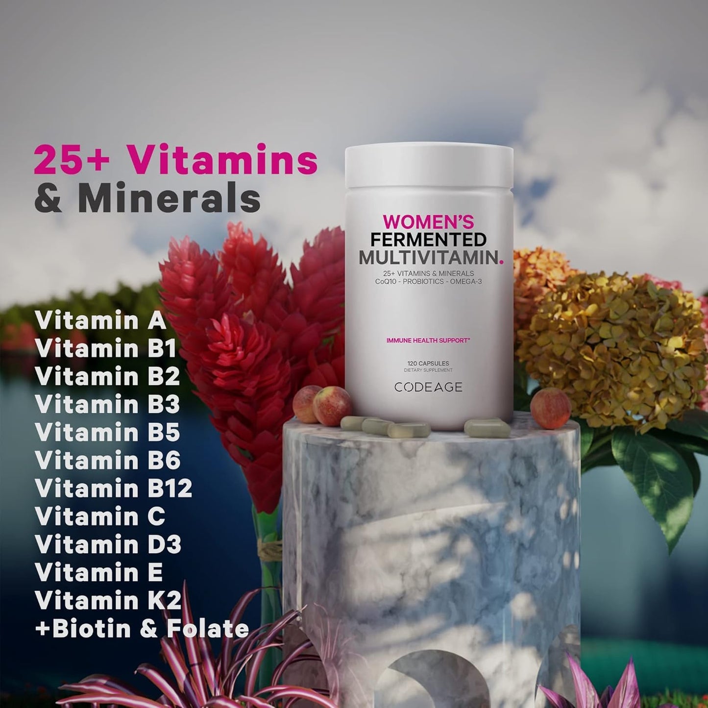 Bundle: Multi Collagen Protein + Teen, Women, and Men Multivitamin by Codeage - Boost Overall Health and Wellness