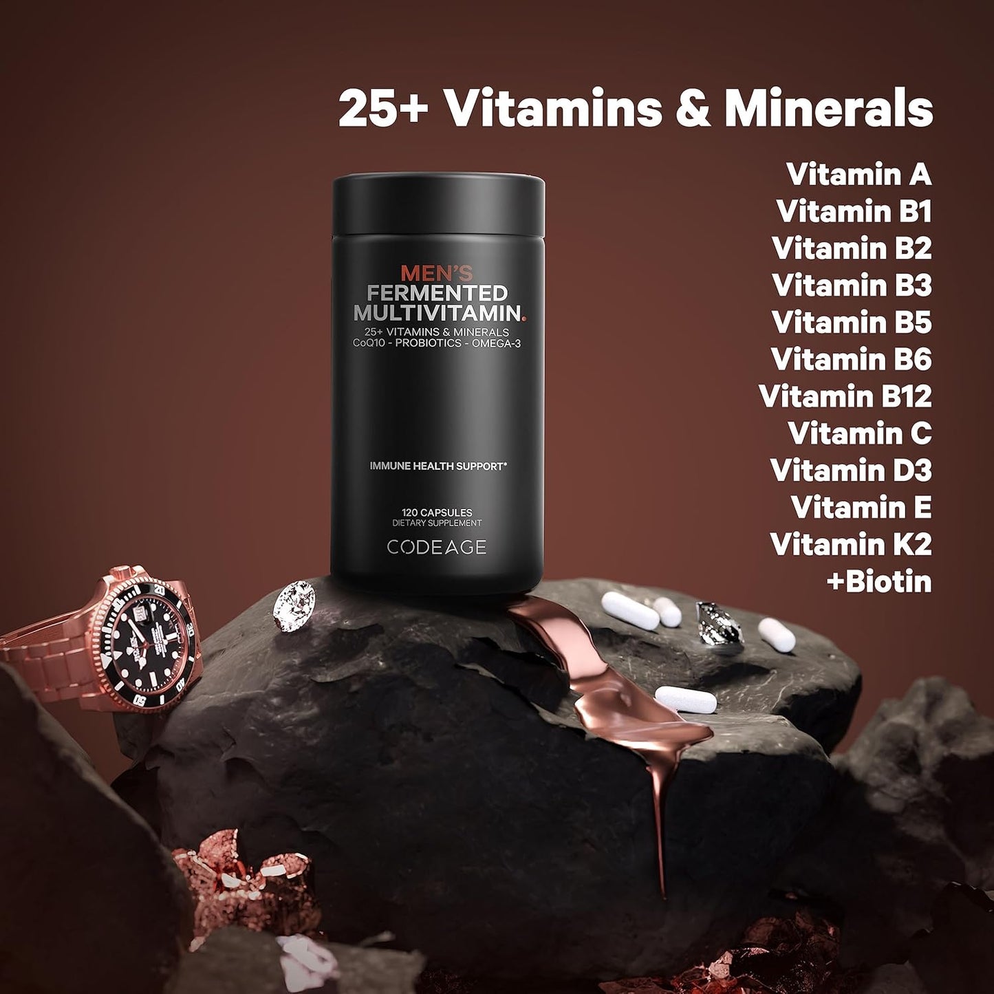 Bundle: Multi Collagen Protein + Teen, Women, and Men Multivitamin by Codeage - Boost Overall Health and Wellness