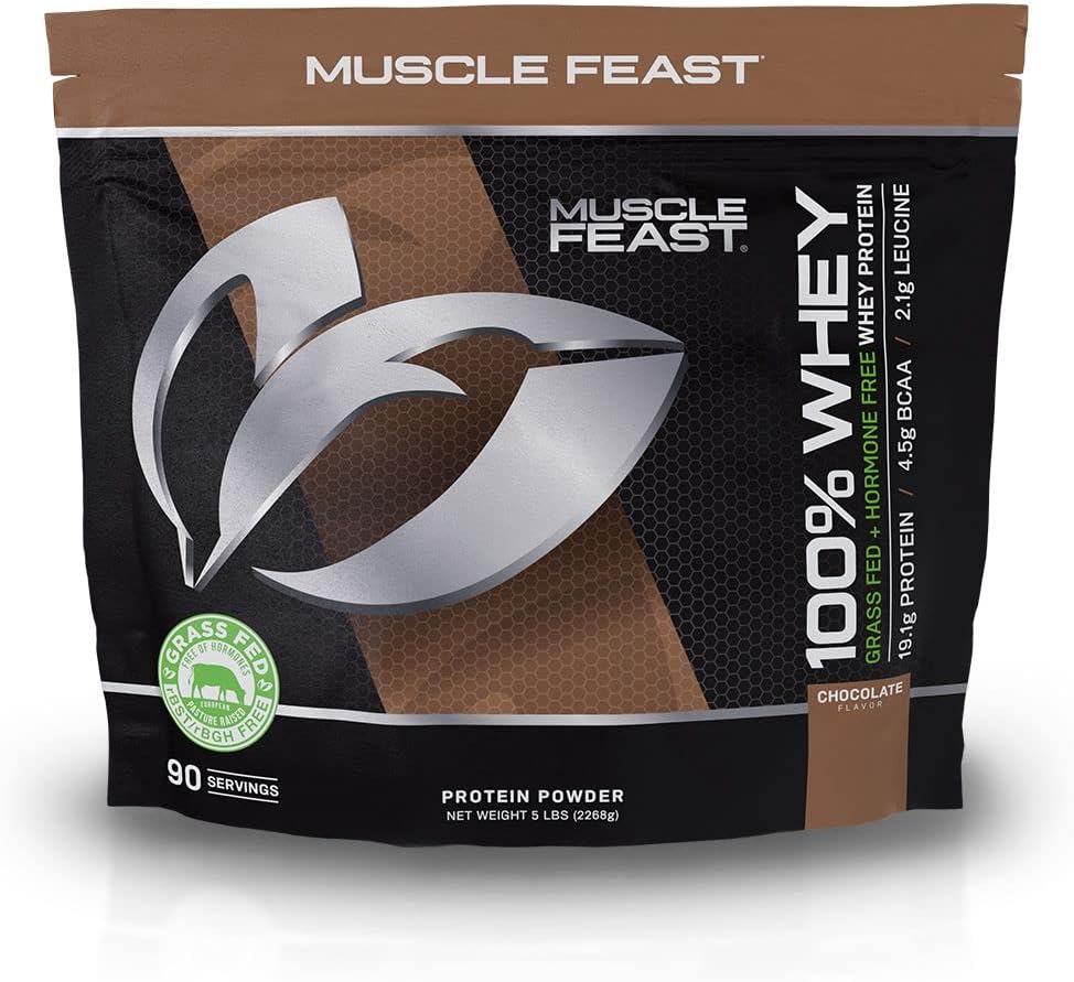 Bundle: Muscle Feast 100% Whey Protein (Chocolate, 5lb) + Creatine Powder (Unflavored, 300g)