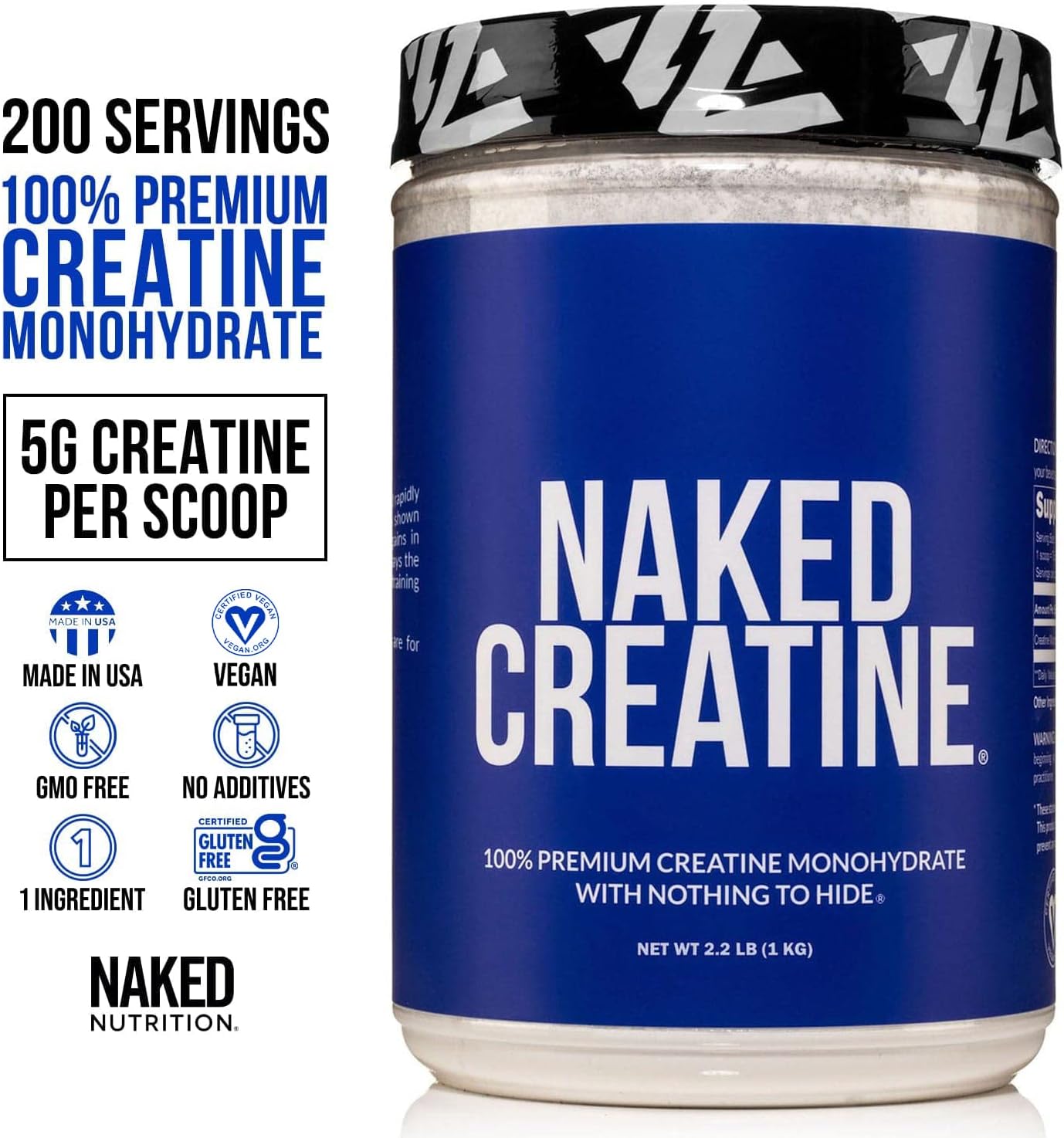 Bundle: Naked Pure Micronized Creatine Monohydrate & L-Glutamine - 200 Servings + 240 Capsules - Vegan, Non-GMO, Gluten Free - Muscle Support & Protein Synthesis - No Artificial Ingredients