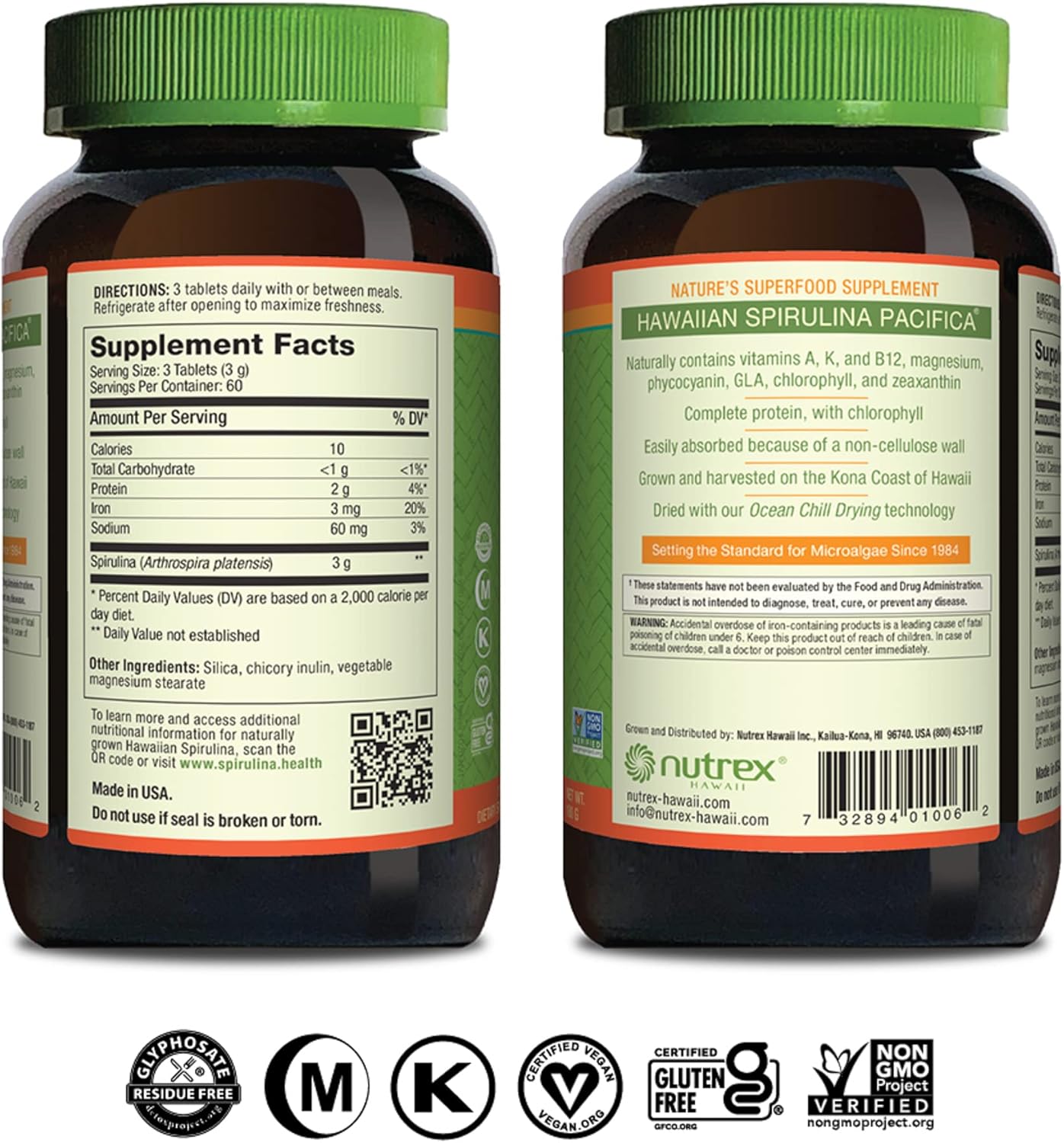 Bundle: Nutrex BioAstin Hawaiian Astaxanthin 12mg (50 Count) + Pure Hawaiian Spirulina 1000mg Tablets (180 Count)