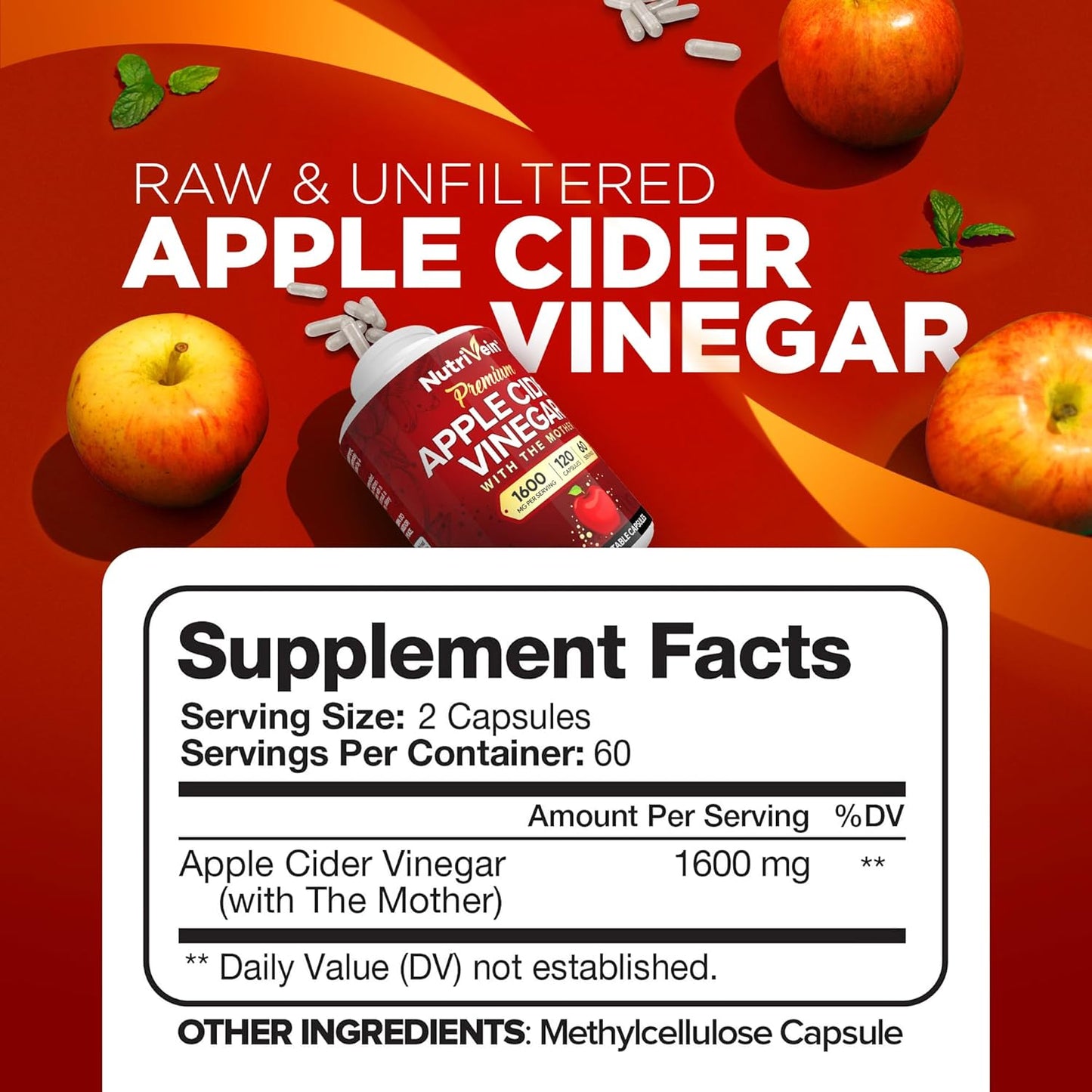 Bundle: Nutrivein Premium Apple Cider Vinegar Capsules & Magnesium L-Threonate for Brain, Gut, & Well-Being - High-Absorption Magnesium Threonate Supplement & ACV