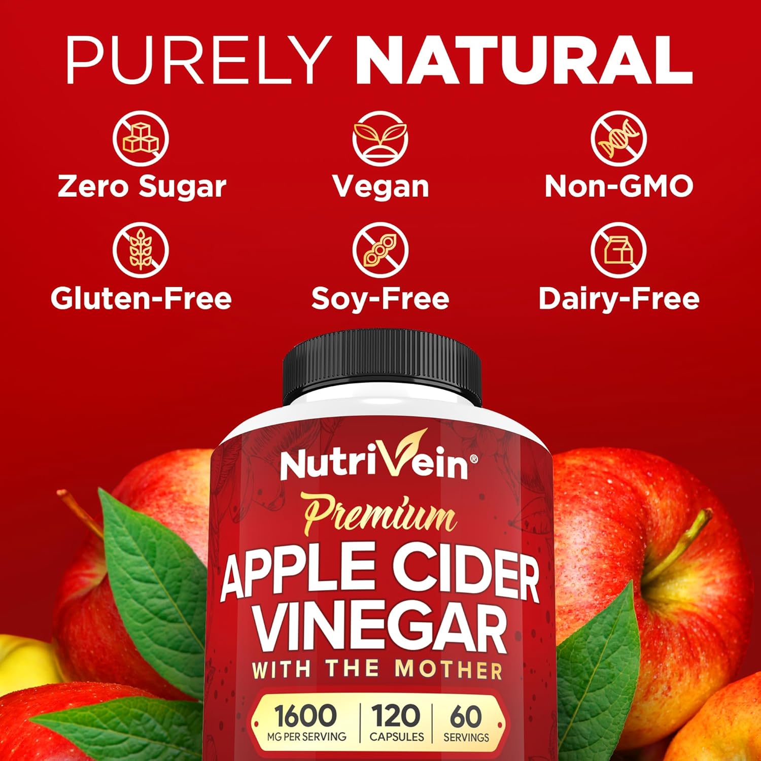 Bundle: Nutrivein Premium Apple Cider Vinegar Capsules & Magnesium L-Threonate for Brain, Gut, & Well-Being - High-Absorption Magnesium Threonate Supplement & ACV