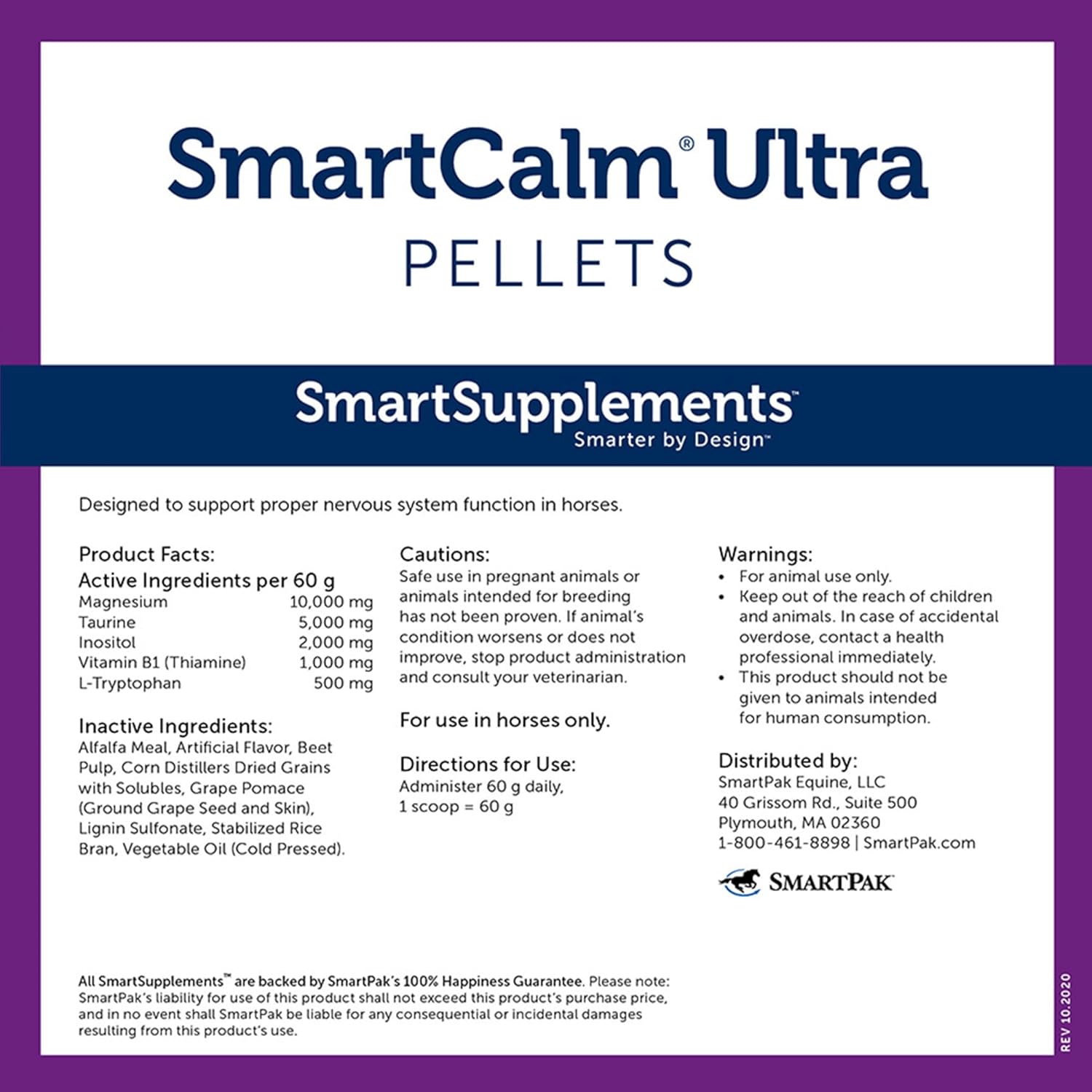 Bundle of 6 SmartPak Stress Ease & SmartCalm Ultra Paste Tubes - Equine Supplement for Skittish Horses, Herb and Sugar-Free