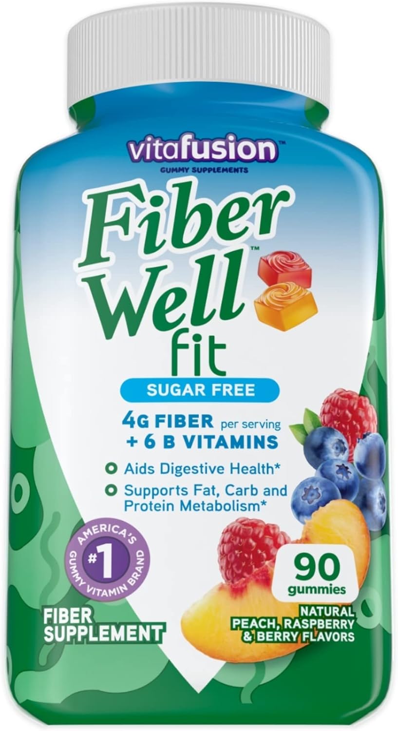 Bundle of 90 Vitafusion Fiber Well Fit Gummies and 100 Tucks Medicated Cooling Pads