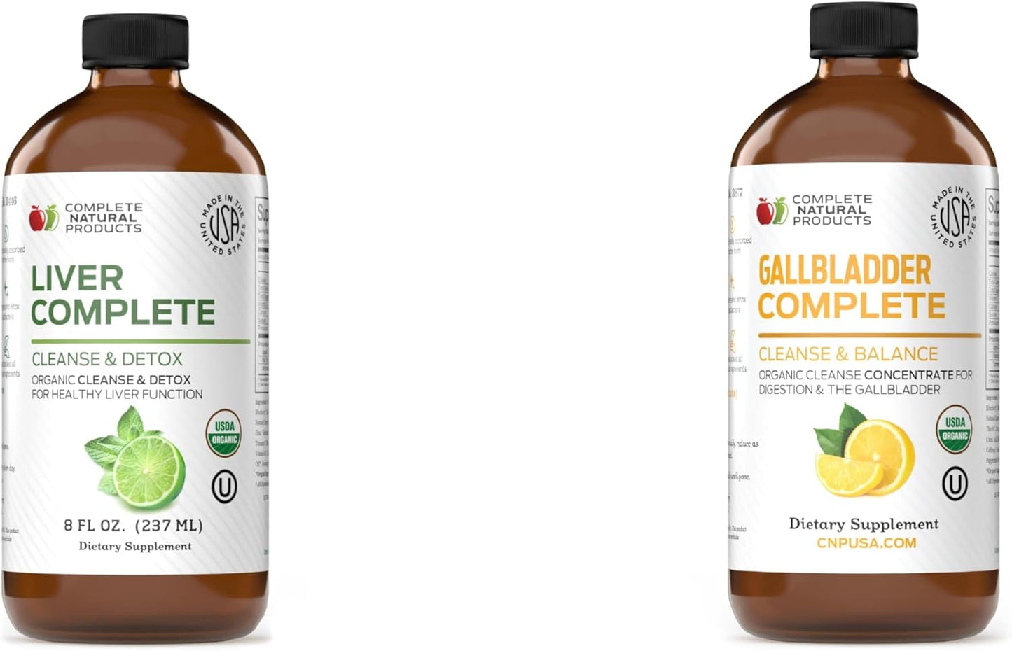 Bundle of Complete Natural Products Liver Complete 8oz & Gallbladder Complete 8oz for Liver and Gallbladder Health