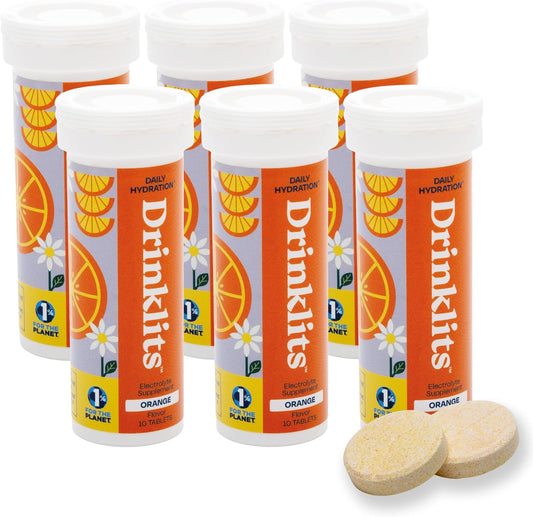 Bundle of Drinklits Orange Electrolyte Fizzy Hydration Tablets - Sugar-Free Natural Sports Drink with Essential Electrolytes - 60 Servings