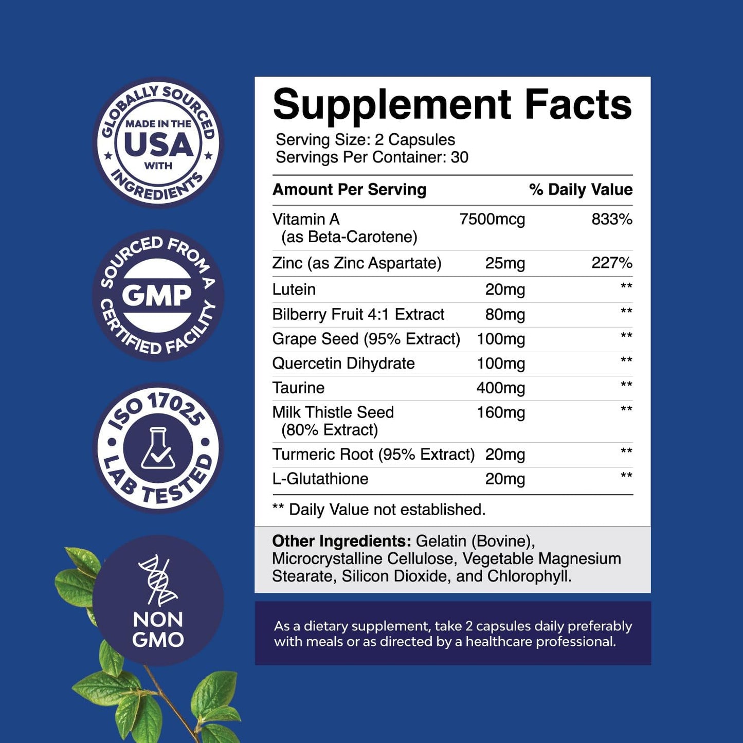 Bundle of Eye Health and Magnesium Supplements for Adults: Vision, Dry Eyes, Blue Light Protection, Sleep, Digestion, Mood Support