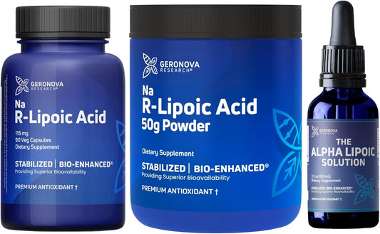 Bundle of Geronova Research R-Lipoic Acid Capsules and Bio-Enhanced Na R-Lipoic Acid Powder