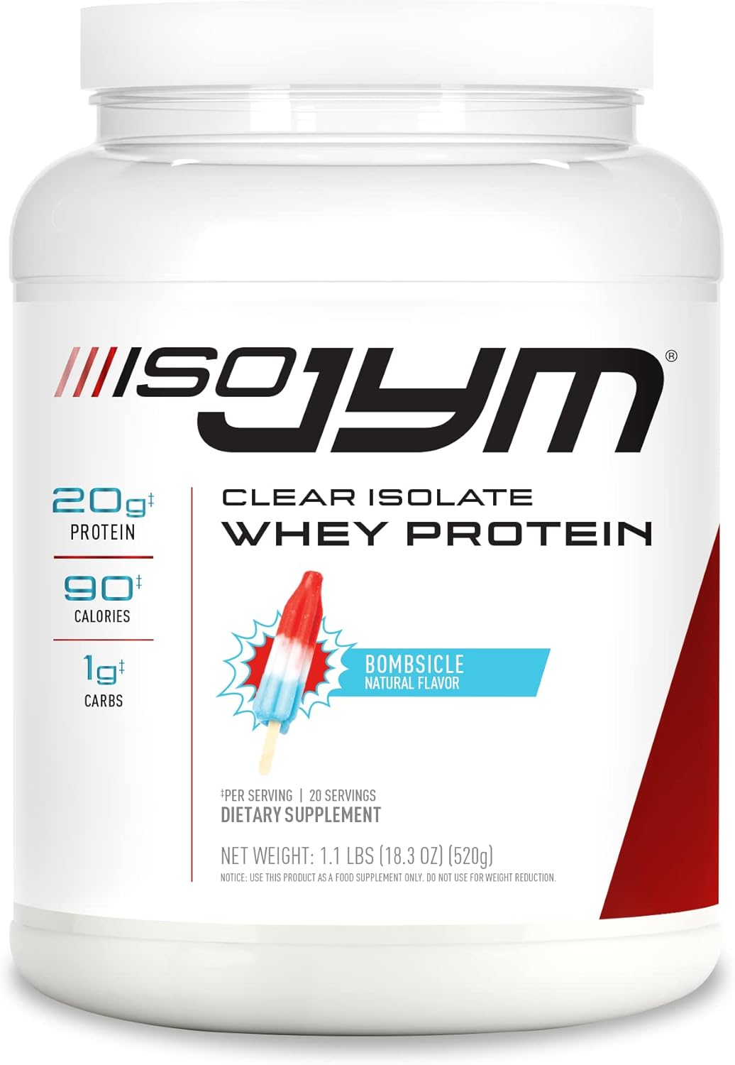 Bundle of JYM Supplement Science ISO JYM Clear Whey Protein Isolate - Grape & Bombsicle Flavor, 20 Servings