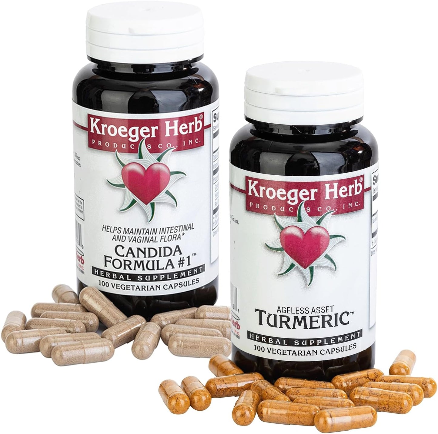 Bundle of Kroeger Herb Products Candida #1 and Turmeric for Wellness