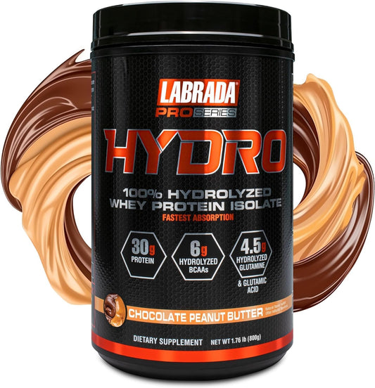 Bundle of Labrada 100% Pure Hydrolyzed Whey Protein Isolate Powder and Pro Series Glutamine