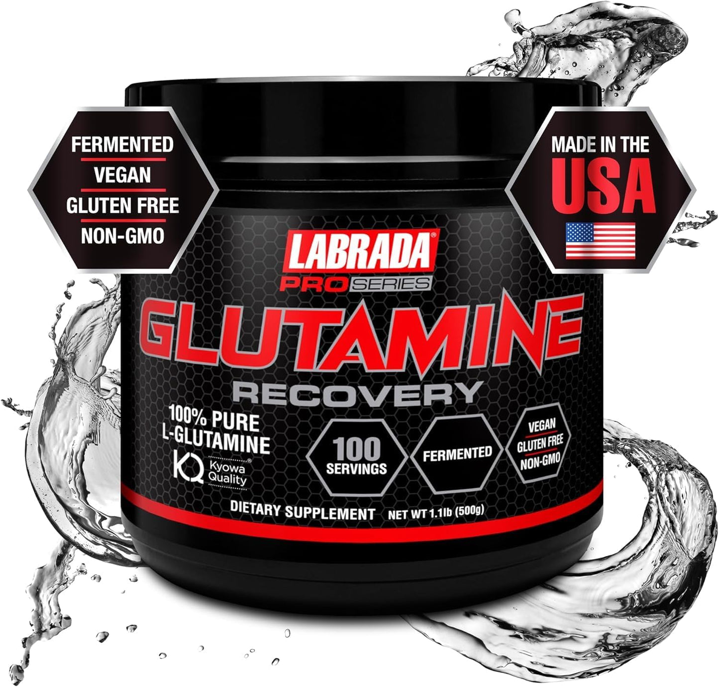Bundle of Labrada 100% Pure Hydrolyzed Whey Protein Isolate Powder and Pro Series Glutamine