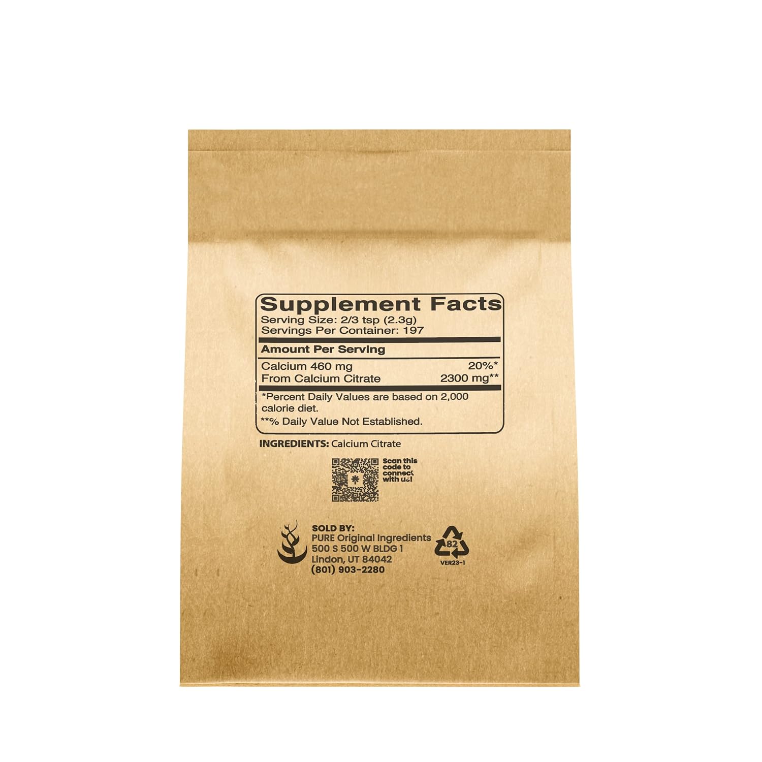 Bundle of Pure Brewer's Yeast and Calcium Citrate, 1 lb Each - No Additives or Fillers - Natural Ingredients Supplements