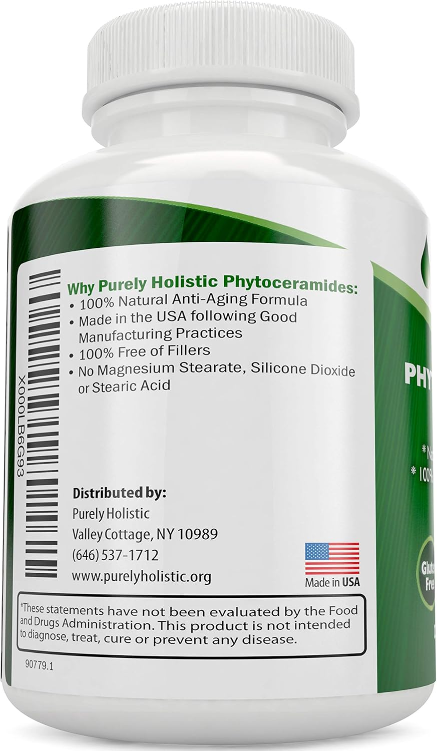 Bundle of Purely Holistic Resveratrol 1450mg + Phytoceramides Skin Therapy Capsules - Vegan - 180 + 60 Capsules - Antioxidant Rich - USA Made
