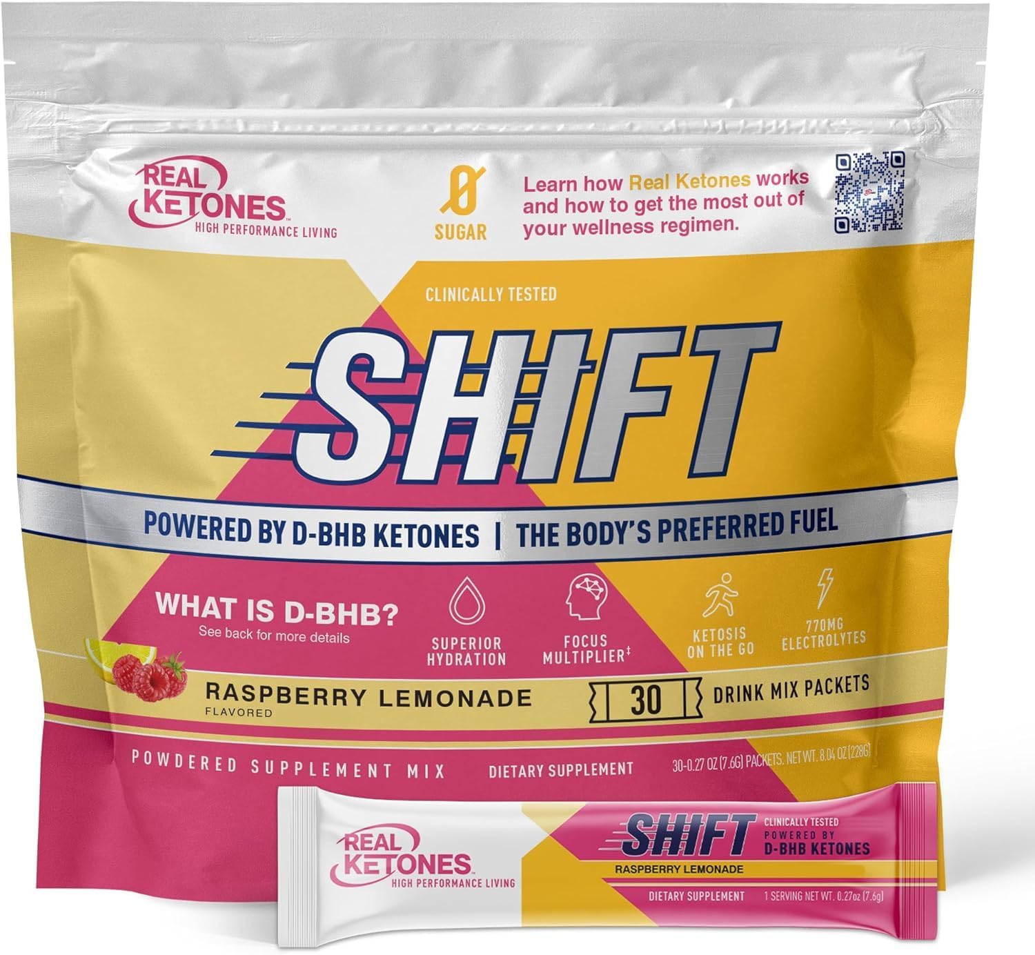 Bundle of Real Ketones Raspberry Lemon Shift & Intermittent Fasting Electrolytes for Men - BHB Exogenous Ketones - 30 Count each - Weight Loss Support