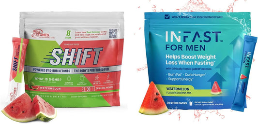 Bundle of Real Ketones Watermelon Shift Electrolytes & Intermittent Fasting Electrolytes with BHB Exogenous Ketones for Men (30 Count Each) - Weight Loss Support