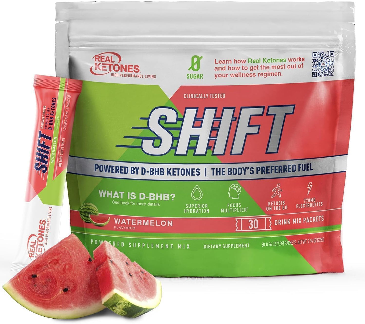 Bundle of Real Ketones Watermelon Shift Electrolytes & Intermittent Fasting Electrolytes with BHB Exogenous Ketones for Men (30 Count Each) - Weight Loss Support