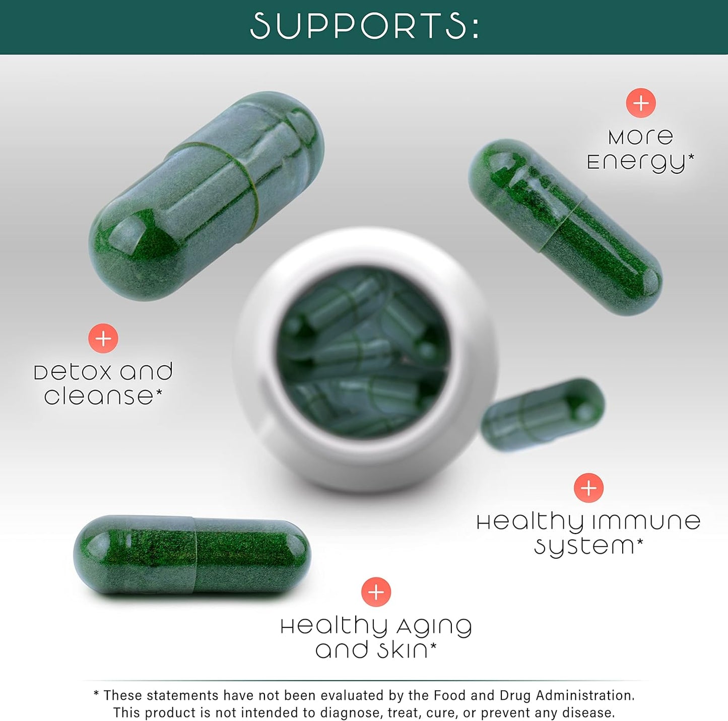 Bundle of Teaveli Spirulina and Chlorella Capsules with Organic Barley Grass Juice Powder