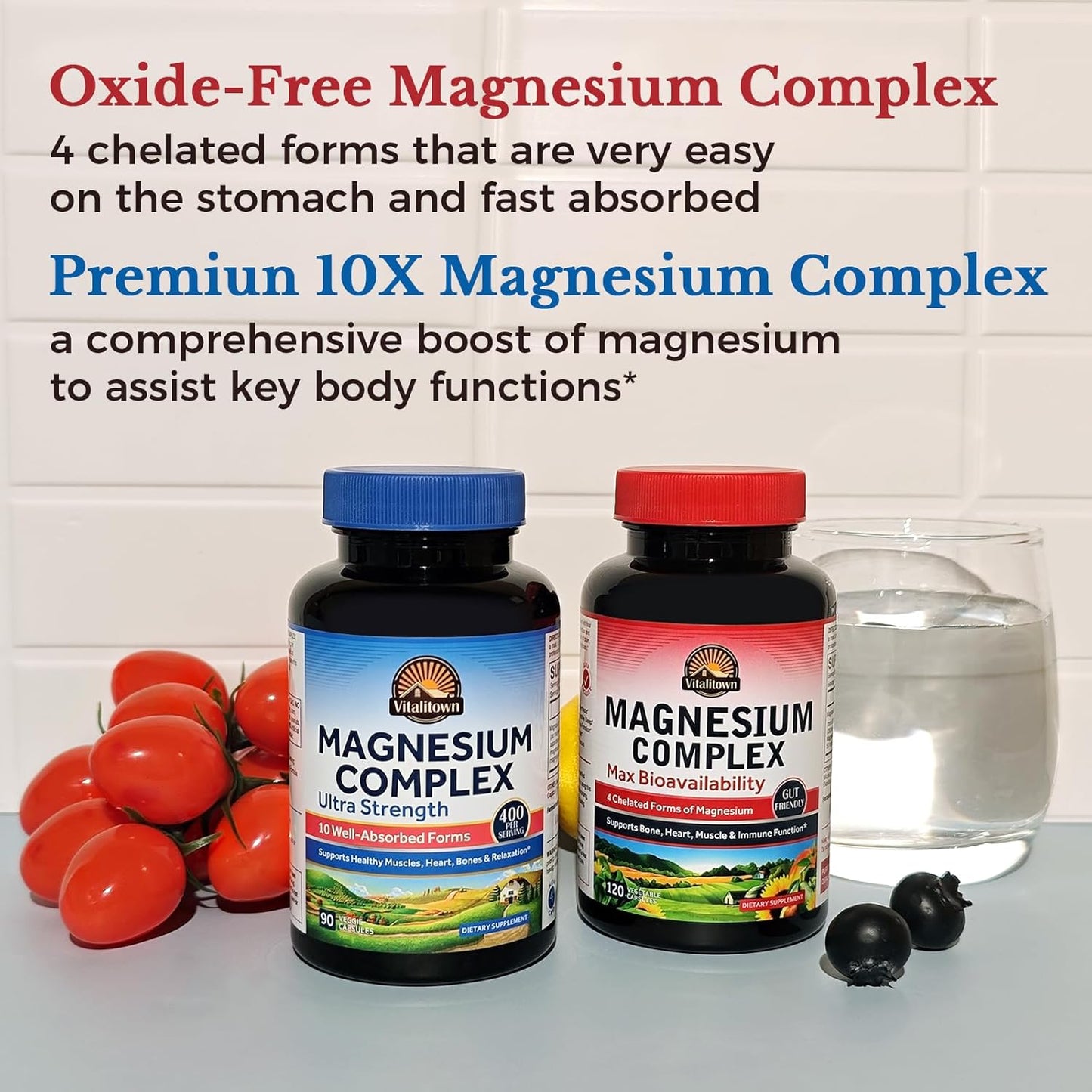 Bundle of VitaTown's Ultimate Magnesium Supplements: 4-in-1 & 10-in-1 Complex | 120 + 90 Capsules