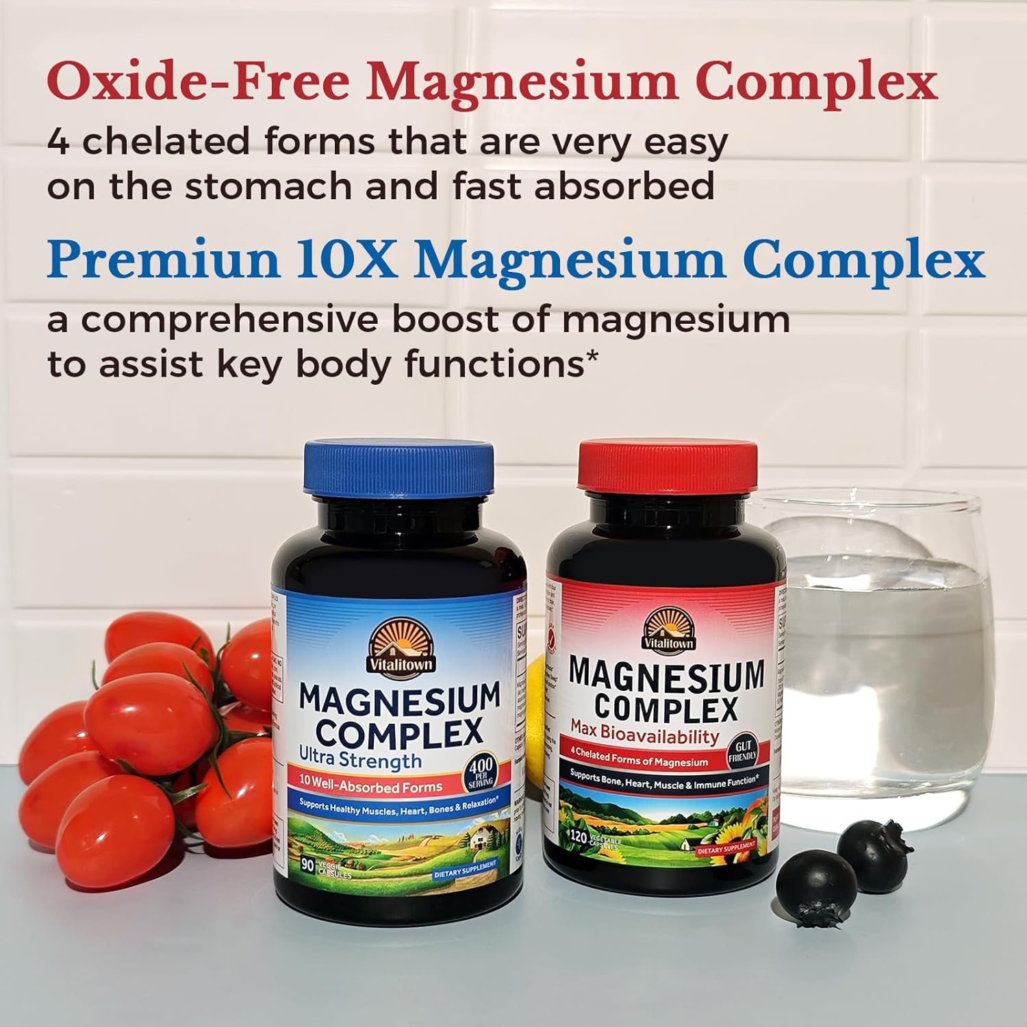 Bundle of VitaTown's Ultimate Magnesium Supplements: 4-in-1 & 10-in-1 Complex | 120 + 90 Capsules
