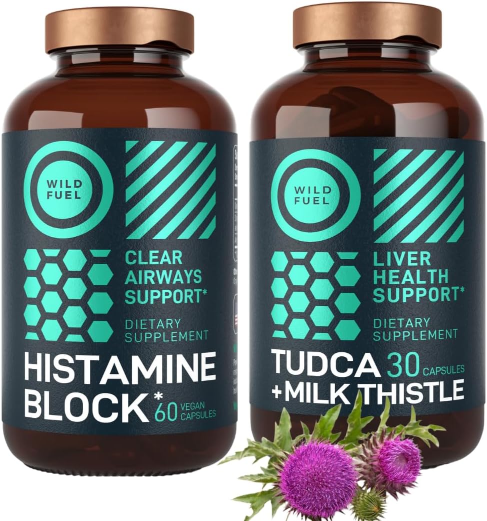 Bundle of WILD FUEL Histamine Block Supplements and TUDCA with Milk Thistle for Cleanse and Detox