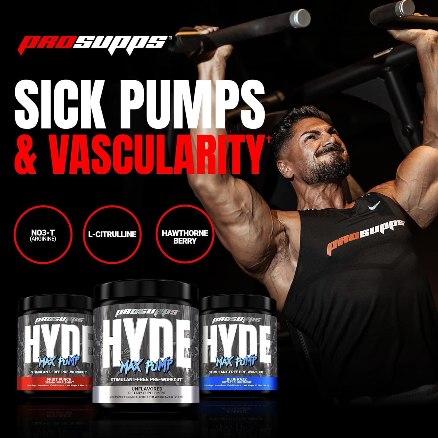 Bundle: PROSUPPS L-Carnitine 3000 Liquid Shots (Dragon Fruit) + Hyde Max Pump Pre Workout (Fruit Punch)