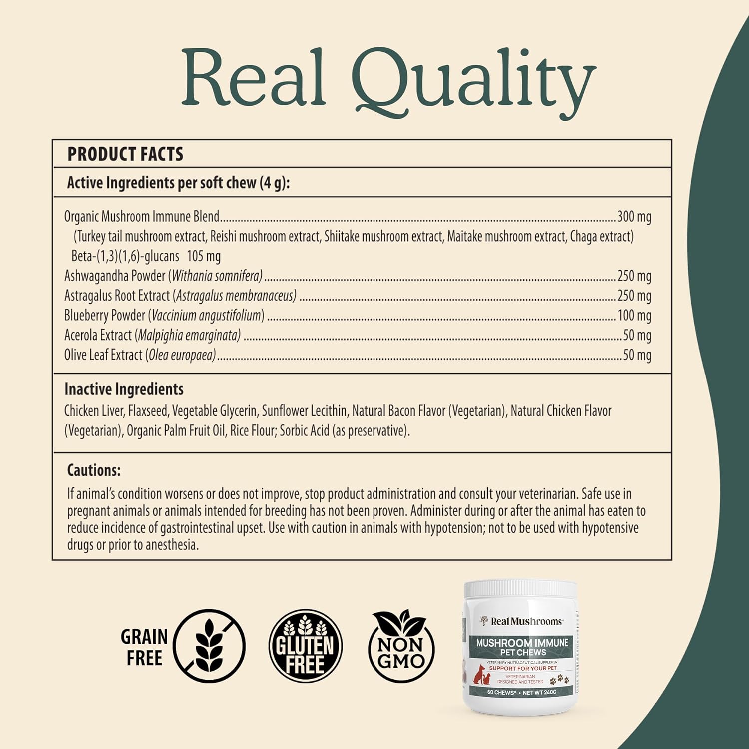 Bundle: Real Mushrooms Reishi Capsules (90ct) & Mushroom Immune Pet Chews (60ct) - Longevity, Relaxation, Immunity - Ashwagandha, Astragalus - Vegan, Non-GMO, Gluten-Free