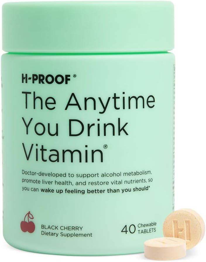 Bundle & Save: H-PROOF Anytime Vitamin Combo Pack, 40 Chewable Tablets (20 Servings) Black Cherry & 60 Chewable Tablets (30 Servings) Mixed Berry Energy Boost