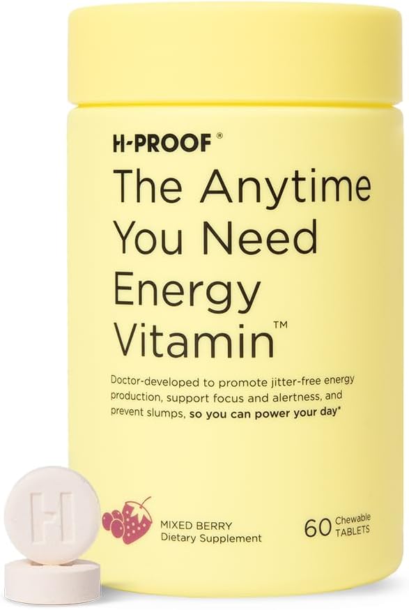 Bundle & Save: H-PROOF Anytime Vitamin Combo Pack, 40 Chewable Tablets (20 Servings) Black Cherry & 60 Chewable Tablets (30 Servings) Mixed Berry Energy Boost