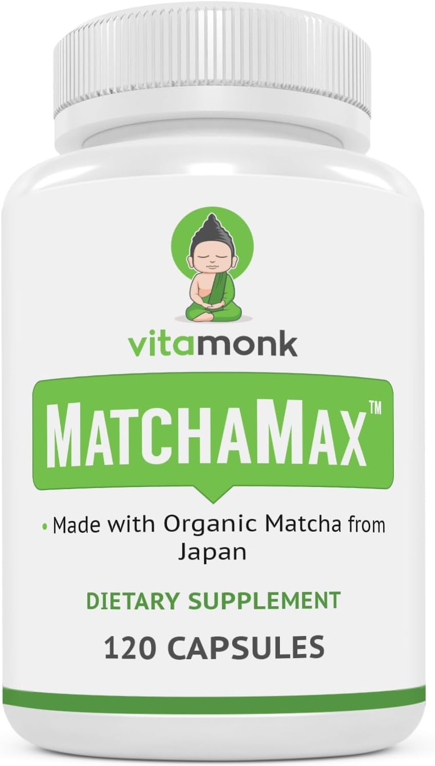 Bundle: VitaMonk Muscle Guard & Matchamax Organic Matcha Capsules - HMB, EAAs, Vitamin D, Magnesium - Energy, Focus, Muscle Growth - 120 Capsules