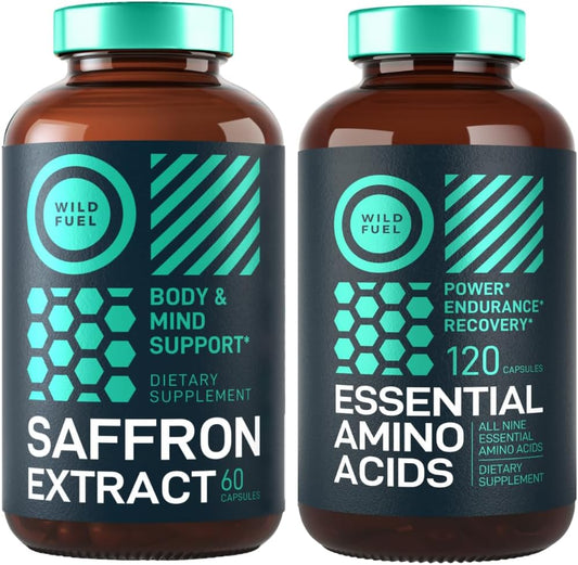 Bundle: WILD FUEL Amino Acid Supplement and Saffron Extract for Energy and Mood Boost