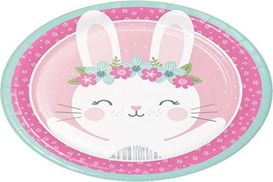 Bunny Party Paper Plates, Multicolor, 8.75" - Pack of 8 Dinner Plates by Creative Converting