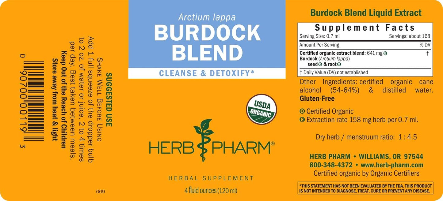 Burdock Blend Liquid Extract for Cleansing & Detox - 4 oz by Herb Pharm