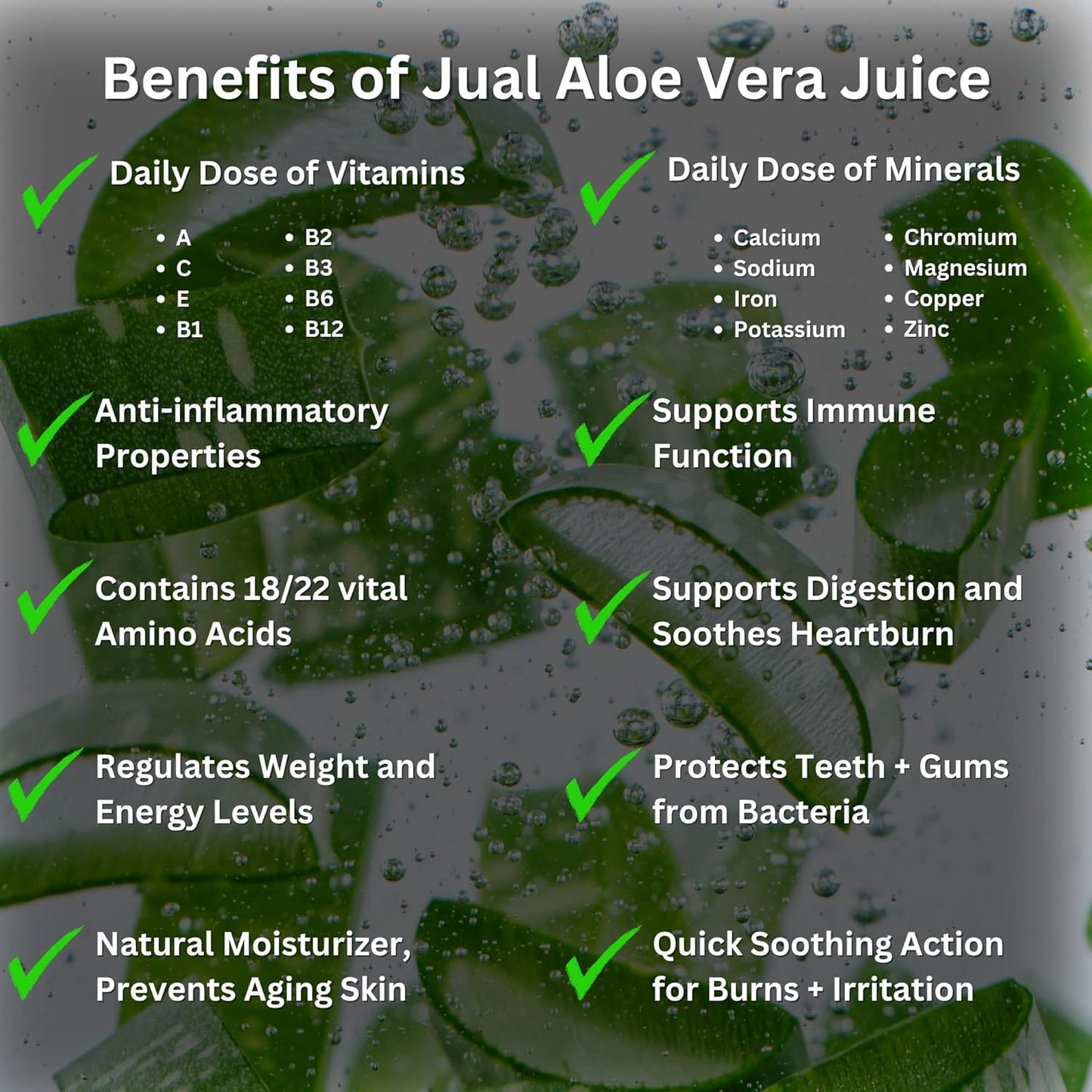 Buy JUAL Healthy Organic Aloe Vera Juice 16.7 Fl Oz - Natural Flavor - Vegan, Zero Sugar - Pure Aloe Juice for Gut Health - Immune Booster - 500ml (1 Pack)