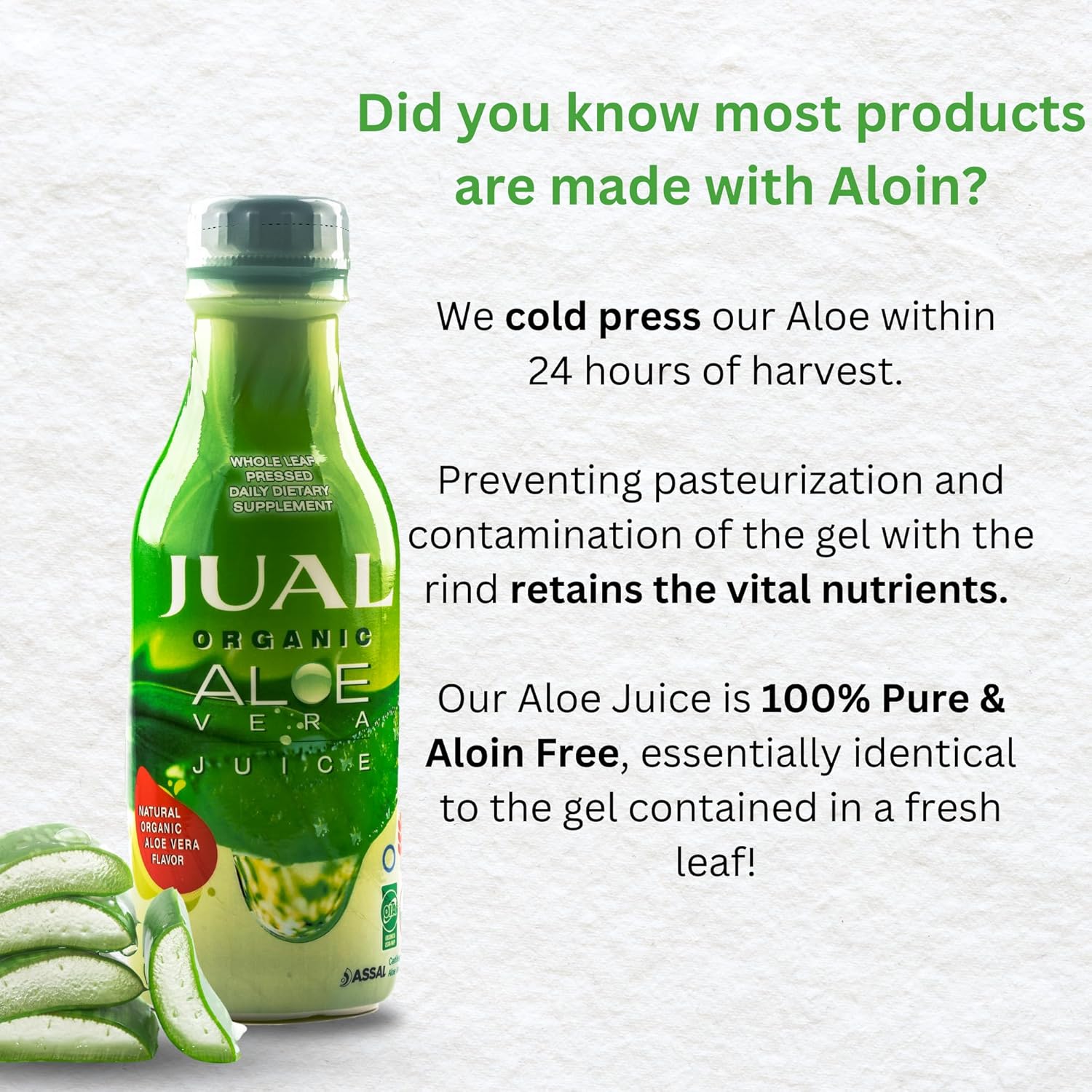 Buy JUAL Healthy Organic Aloe Vera Juice 16.7 Fl Oz - Natural Flavor - Vegan, Zero Sugar - Pure Aloe Juice for Gut Health - Immune Booster - 500ml (1 Pack)