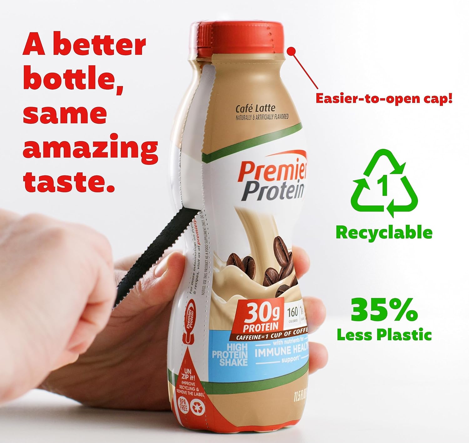 Café Latte Premier Protein Shake with 30g Protein, 1g Sugar, 24 Vitamins & Minerals - Immune Health Support