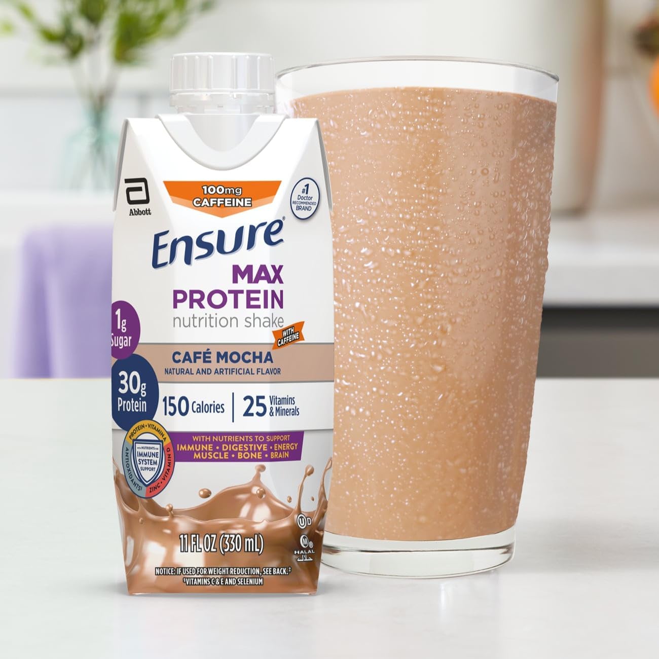 Café Mocha Max Protein Shake: Ready-to-Drink Meal Supplement with 30g Protein, 1g Sugar, and 4g Fiber - 11 fl oz, 12 Pack