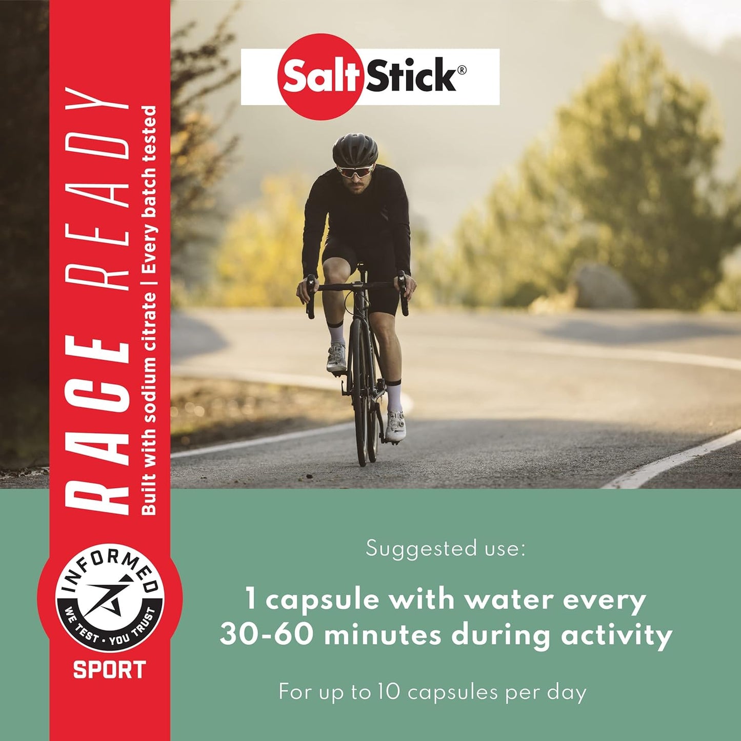 Caffeinated SaltStick Electrolyte Capsules for Running and Hydration | 96 Capsules, 24 Packets | Reduce Muscle Cramps