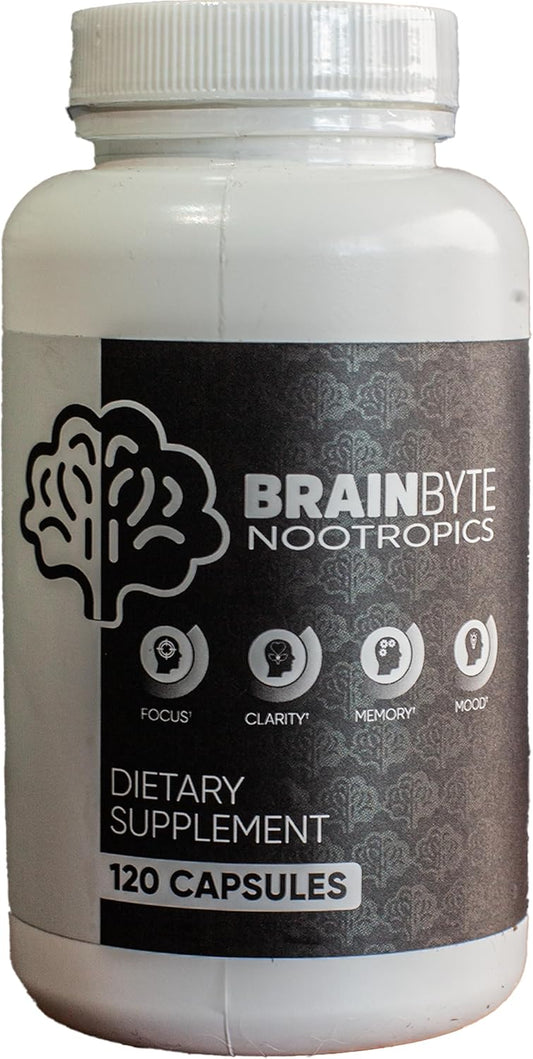Caffeine-Free Brain Supplement for Focus, Memory & Clarity | Nootropics for Men & Women | L-Theanine & Phosphatidylserine (120 Count)
