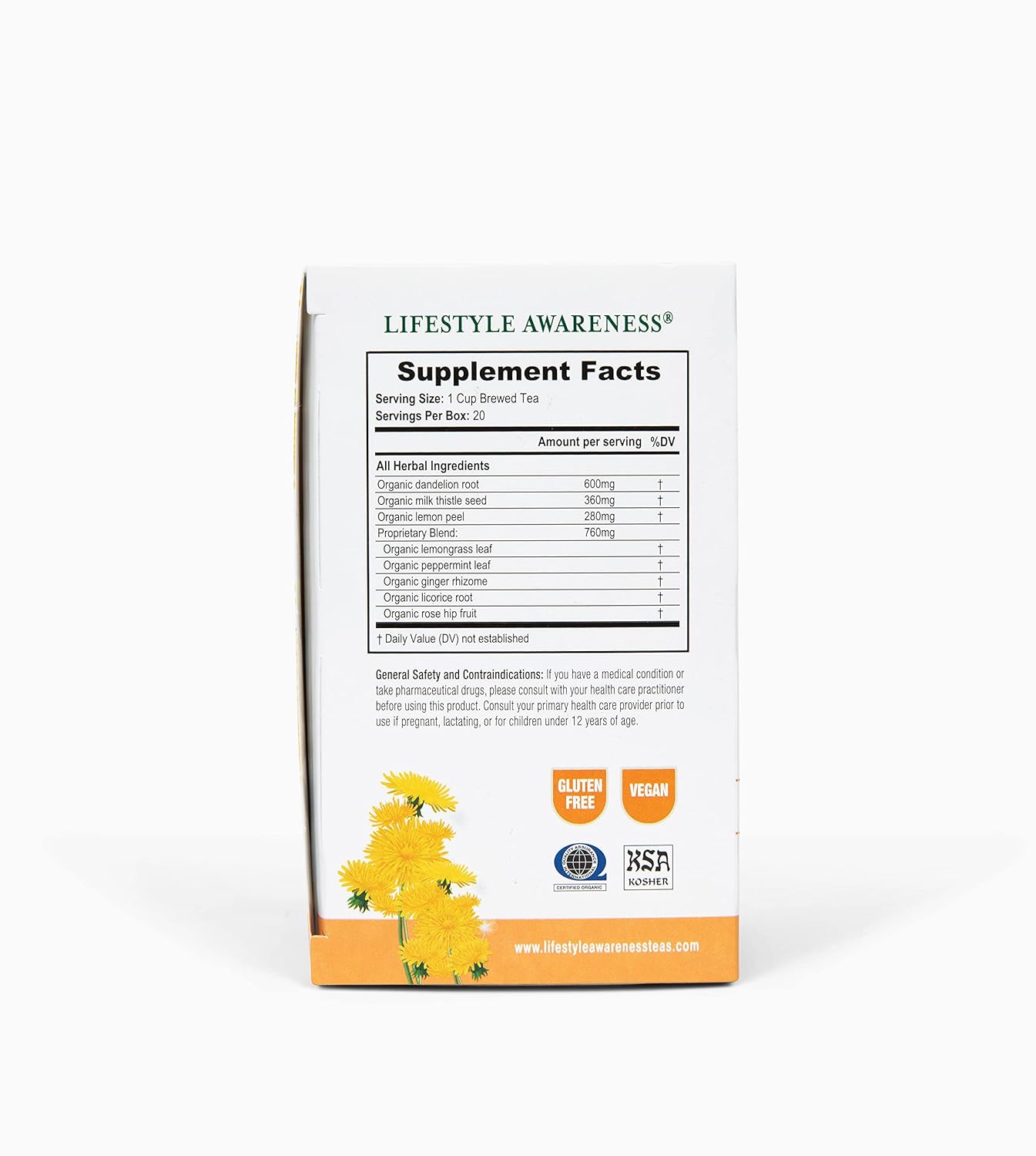Caffeine-Free Dandy Liver Detox Tea - 20 Count Lifestyle Awareness Tea